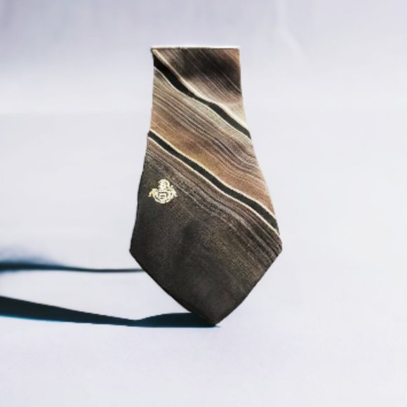 Vintage 70s Tie Brown Tan Stripes Via Re - Picture 1 of 7